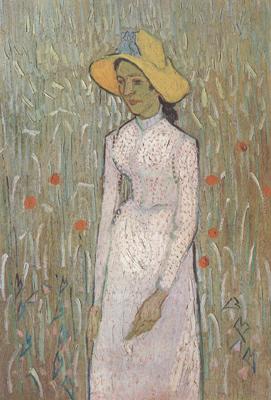 Vincent Van Gogh Young Girl Standing against a Background of Wheat (nn04) China oil painting art